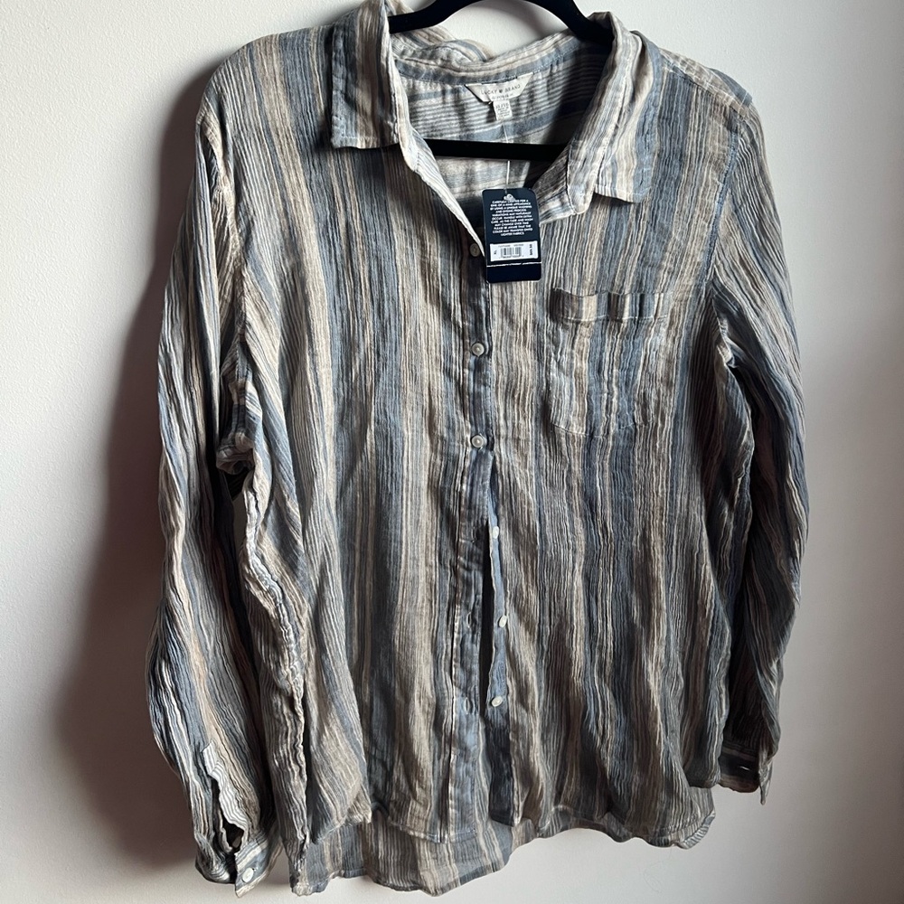 Lucky Brand Men's Striped Casual Shirt - Gray and Tan